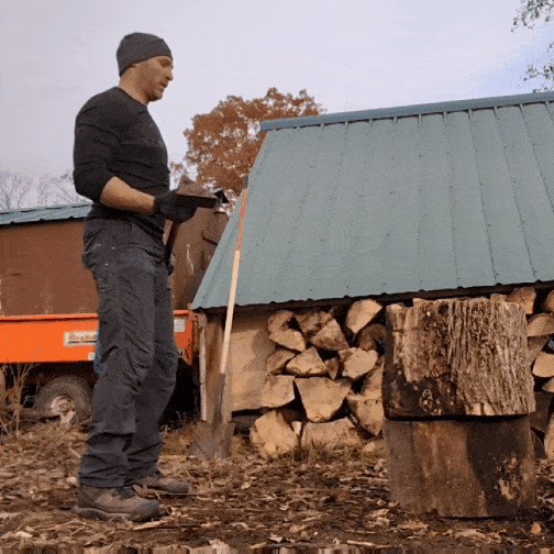 The entire video of Coach Ryan splitting a piece of wood—with ten axe swings.
